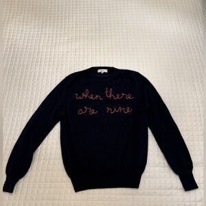 Lingua Franca Cashmere Sweater Navy with “When There Are Nine” RBG